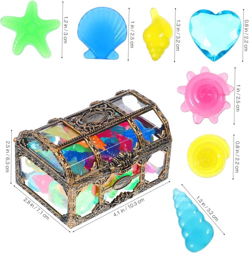 Pirate Treasure Chest Toy Set with 30 Glowing Gems for Pool Diving Games Halloween Decorations Random Color - Image 4